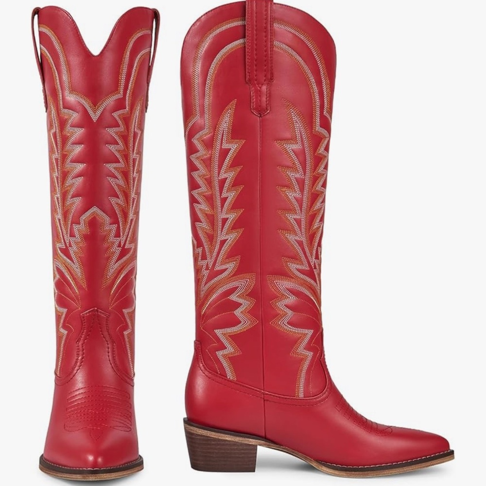 Amazon Red Heeled Boots